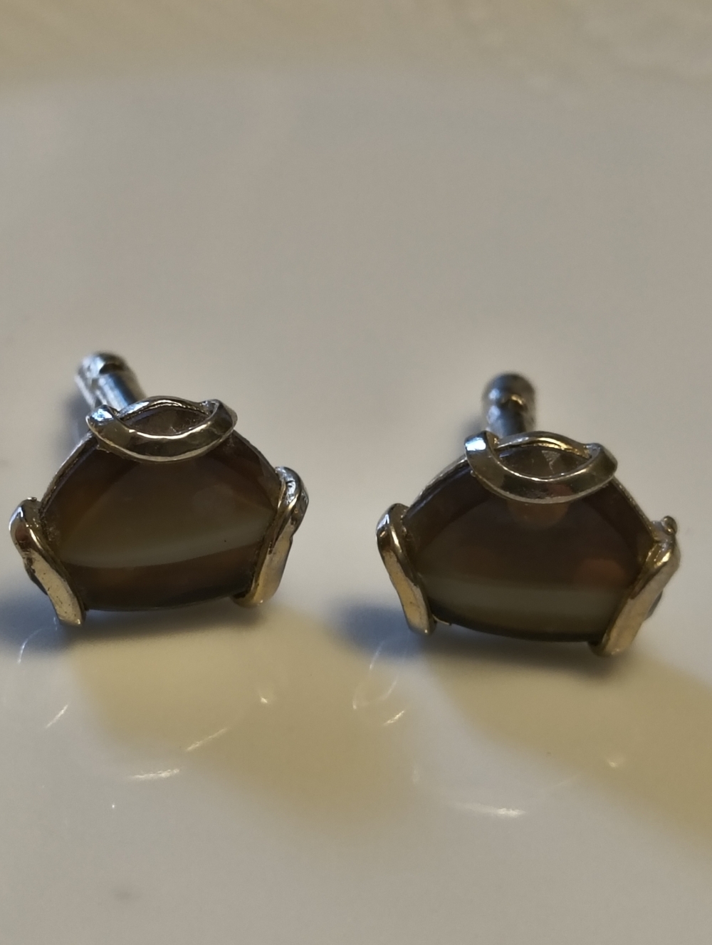 Vintage MCM Agate Cufflinks - Picture 2 of 7